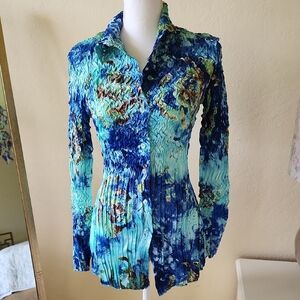 NWT Alberto Makali Button Down Blouse Abstract S Designer Bold Price Firm